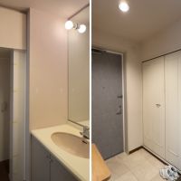 鎌倉市由比ガ浜二丁目の賃貸物件/左：洗面｜右：玄関