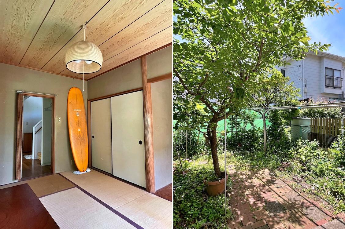 藤沢市鵠沼藤が谷一丁目の売買物件/1階和室と隣接する庭｜桜の木には実がなっていました