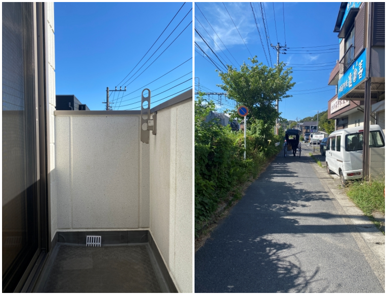 鎌倉市小町二丁目の賃貸物件/ベランダ│建物前は人力車が通ることがあります。