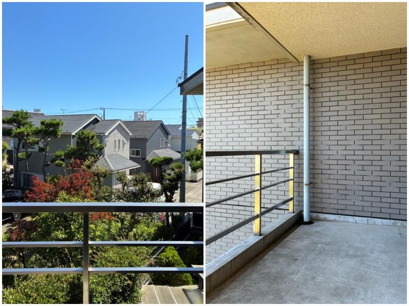 藤沢市片瀬海岸三丁目の賃貸物件/リビング側のバルコニー。奥行もあり、目の前も抜けています