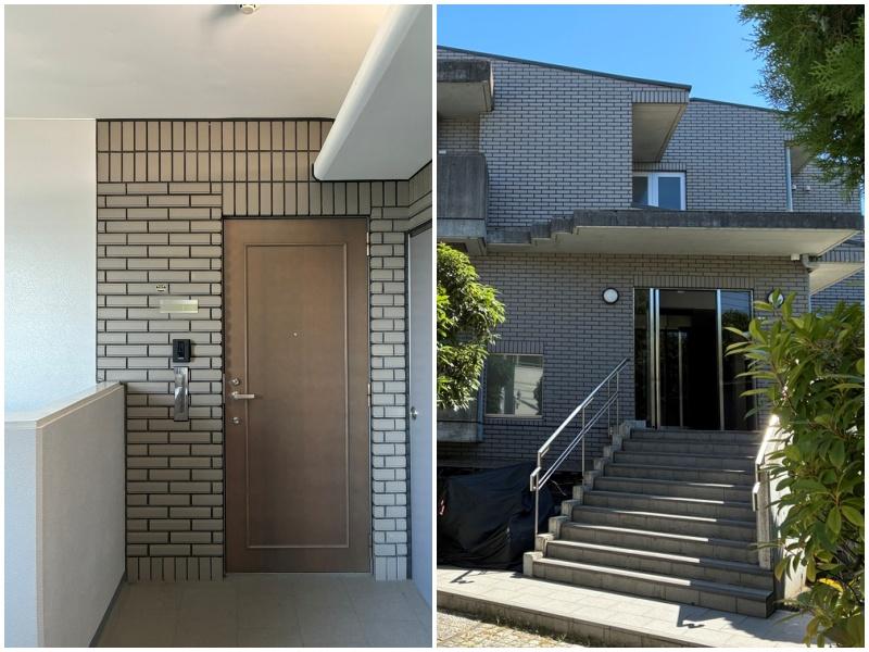 藤沢市片瀬海岸三丁目の賃貸物件/玄関ドア｜マンションのエントランス。階段があります