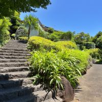 足柄下郡湯河原町宮上の売買物件/庭｜階段を上っていくと玄関。右の道を進むと1階客室につながります

