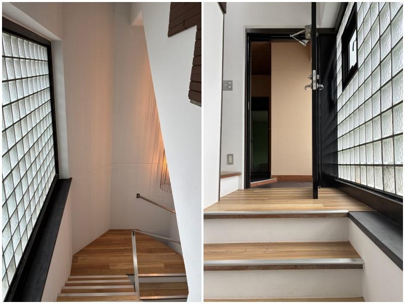 藤沢市片瀬海岸三丁目の賃貸物件/ガラスブロックが印象的な階段部分