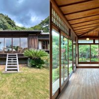 葉山町上山口の売買物件/左：北側8畳への庭からのアプローチ｜右：南側の廊下