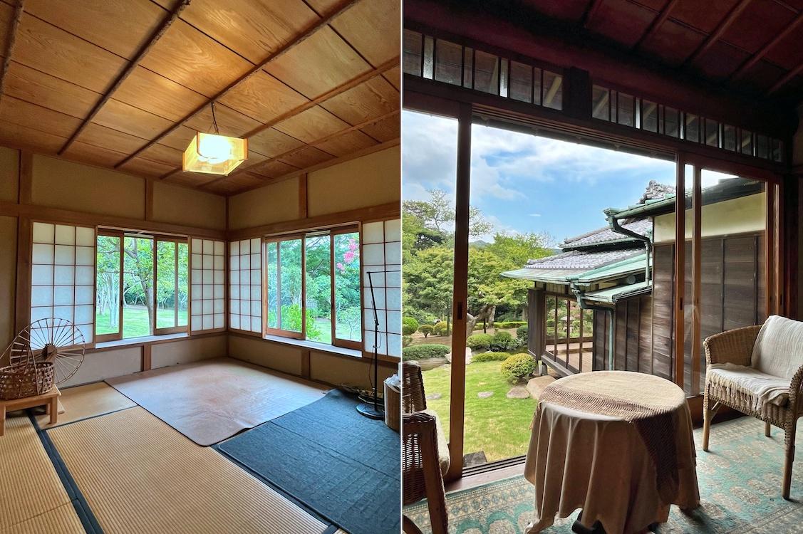 葉山町上山口の売買物件/左：北側奥の8畳間｜右：北側中央の8畳にある縁側
