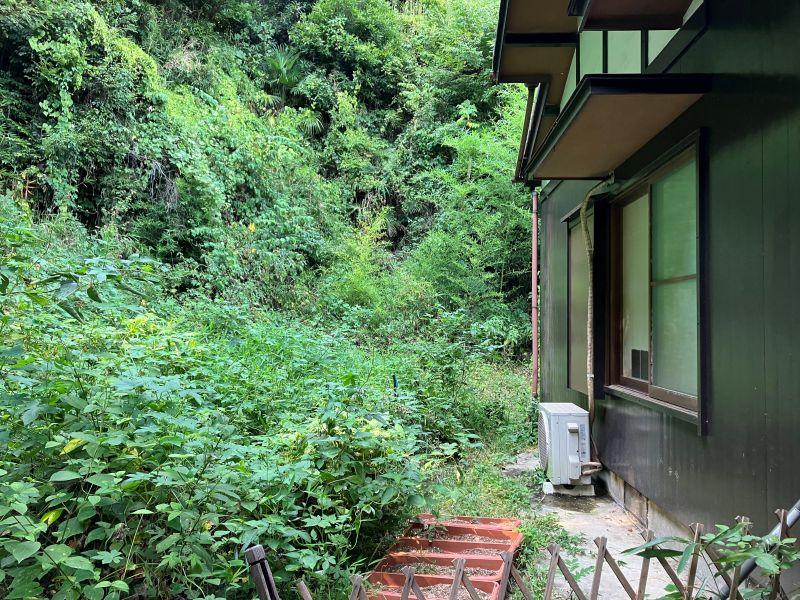 鎌倉市浄明寺四丁目の売買物件/庭｜建物から1ｍ程度まで敷地内、そこから先は隣地の緑地につながっています。