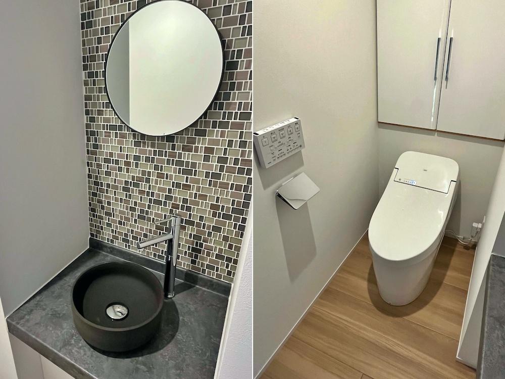 長野県北佐久郡軽井沢町の売買物件/トイレとトイレ内部の手洗いはすべて共通です