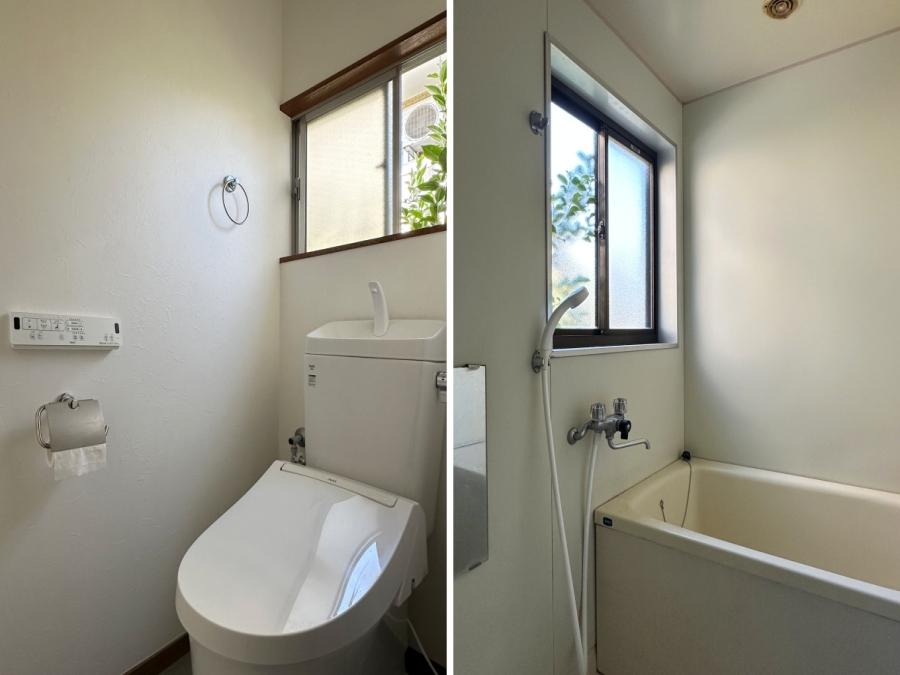 藤沢市辻堂新町三丁目の賃貸物件/左：トイレには窓｜右：風呂にも窓