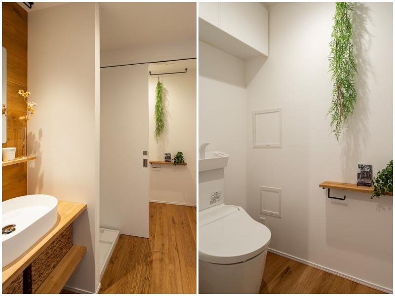 三浦市初声町下宮田の売買物件/洗面の奥にトイレがあります