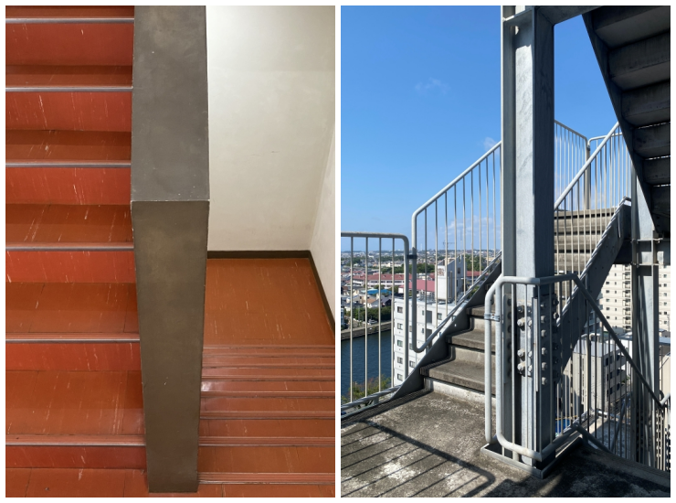 藤沢市片瀬海岸一丁目の賃貸物件/共有部│内階段と外階段