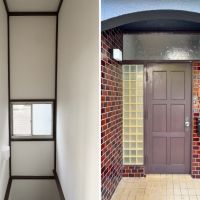 藤沢市立石一丁目の賃貸物件/左:階段室|右:玄関外