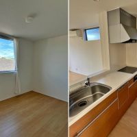 鎌倉市材⽊座五丁⽬の賃貸物件/左：3階の寝室にして欲しい小部屋｜右：キッチン