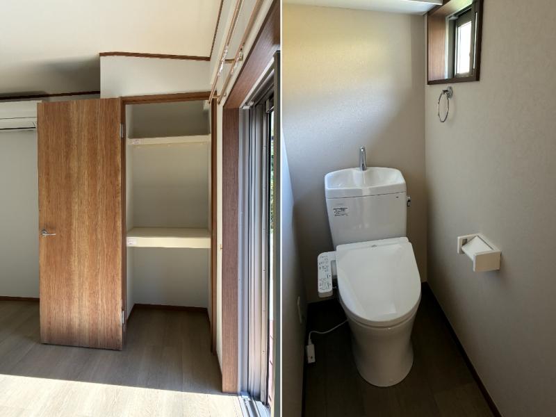 葉山町上山口の賃貸物件/(左)洋室の収納 (右)トイレ