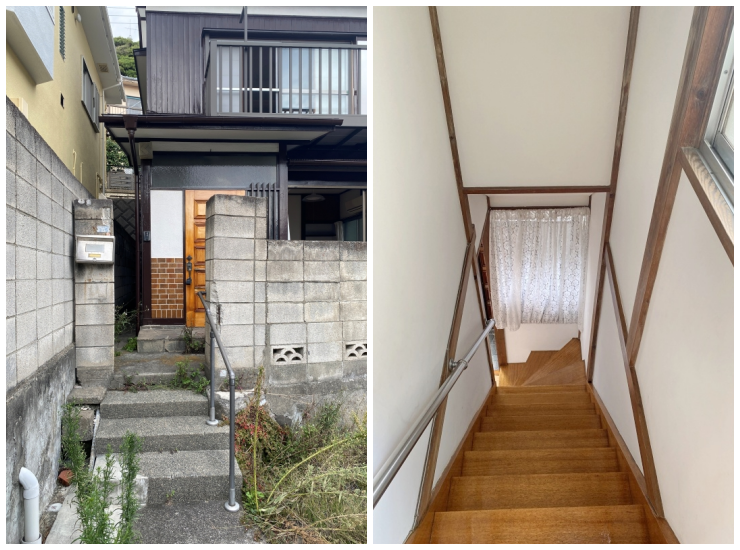 逗子市小坪五丁目の賃貸物件/階段を数段上ると玄関│室内階段
