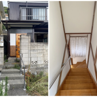 逗子市小坪五丁目の賃貸物件/階段を数段上ると玄関│室内階段