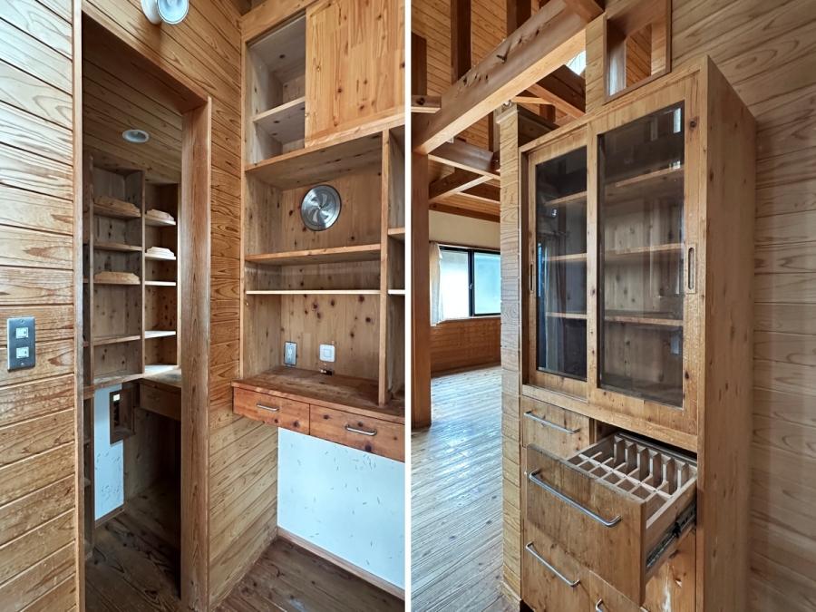 藤沢市鵠沼藤が谷三丁目の売買物件/左：パントリー｜右：造作のキッチン棚