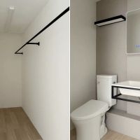 逗子市桜山九丁目の売買物件/左：奥行き十分のウォークインクローゼット｜右：新規のトイレ、洗面化粧台