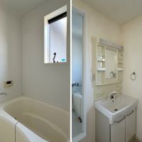 鎌倉市扇ガ谷一丁目の賃貸物件/左：浴室｜右：洗面