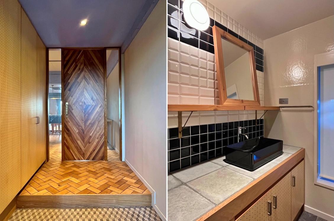 三浦市三崎町諸磯の売買物件/左：玄関｜右：洗面台