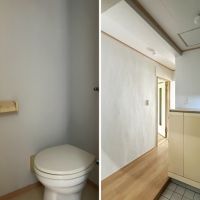 鎌倉市七里ガ浜二丁目の賃貸物件/左：トイレ｜右：玄関は広め