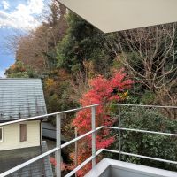 鎌倉市西御門一丁目の賃貸物件/2階のバルコニーから。山の紅葉が美しい