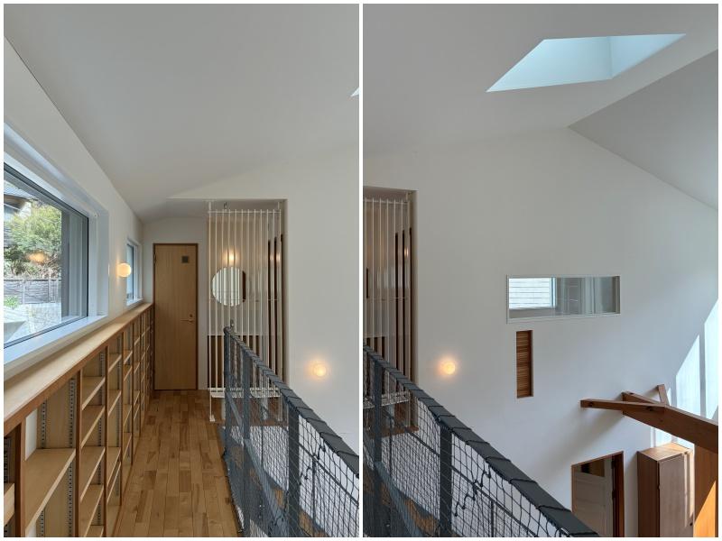 鎌倉市西御門一丁目の賃貸物件/2階の廊下部分。吹抜けのため、廊下も開放感がある造りです｜トップライトからも自然光を取り込みます