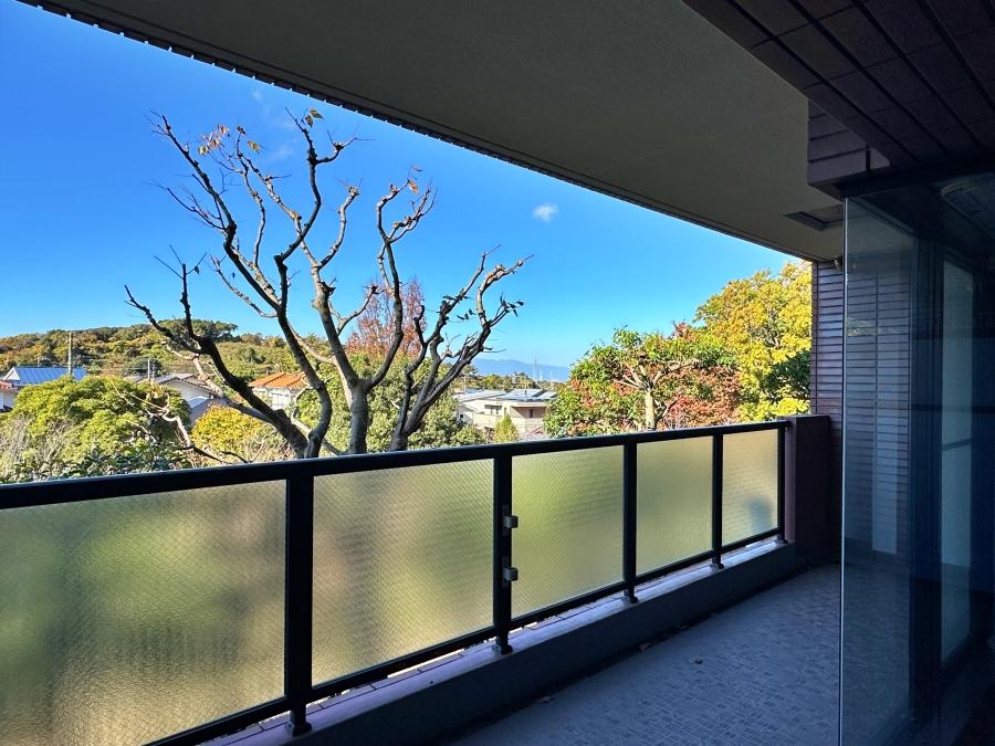 鎌倉市鎌倉山三丁目の賃貸物件/バルコニー｜幅が広いのでテーブルやチェアも置くことができます。向こうに丹沢山地