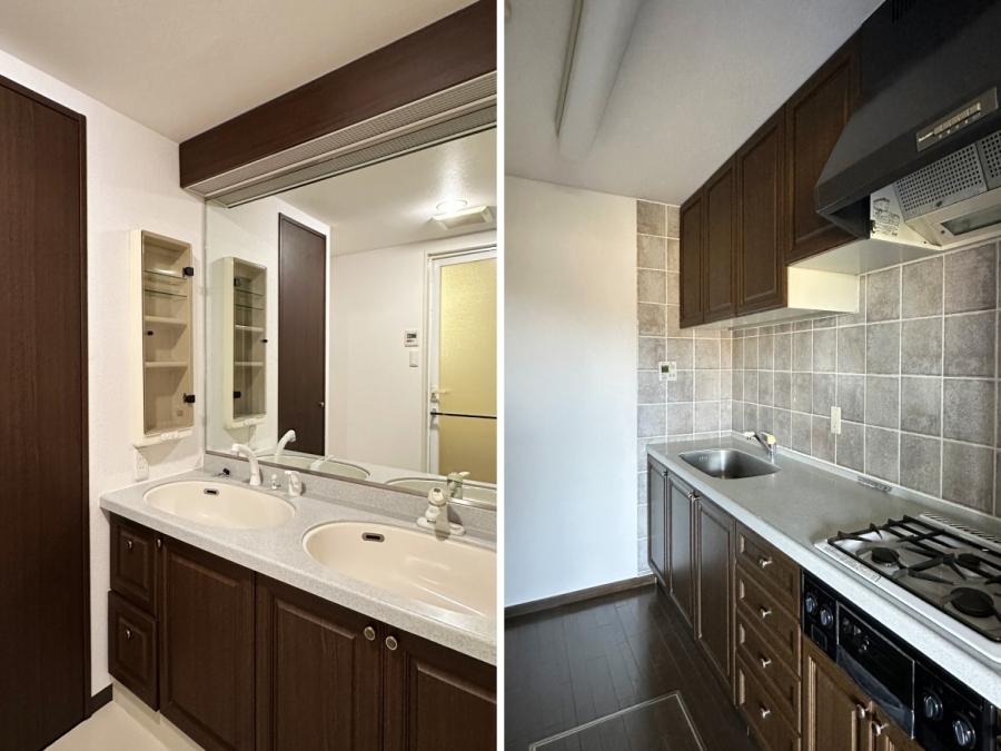 鎌倉市鎌倉山三丁目の賃貸物件/左：洗面は2個｜右：キッチン