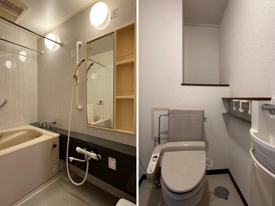 鎌倉市鎌倉山三丁目の賃貸物件/左：風呂｜右：トイレ