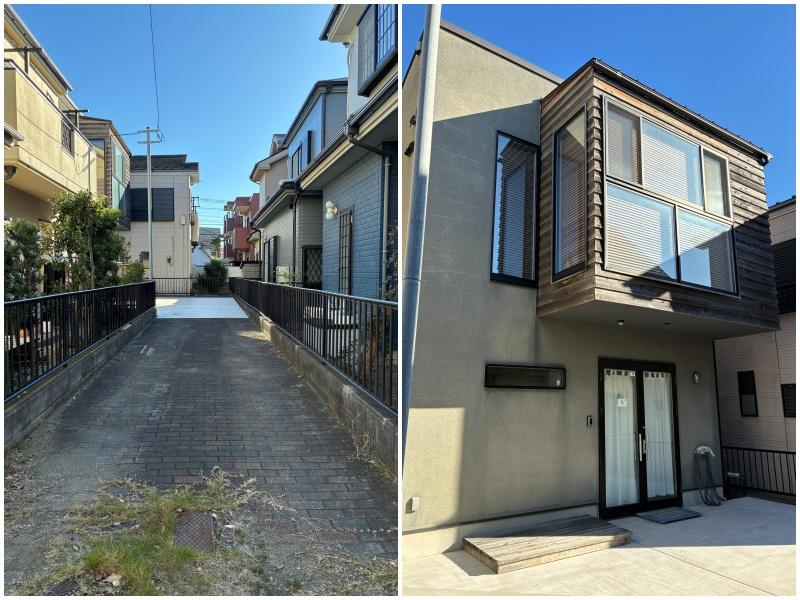 藤沢市鵠沼海岸五丁目の賃貸物件/専用通路部分を通ります｜外観