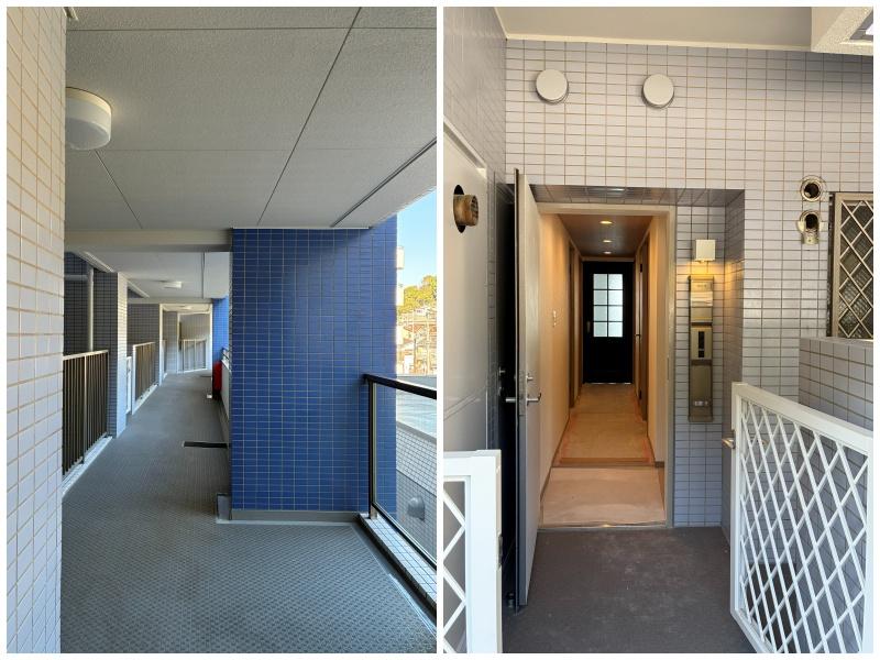 逗子市小坪四丁目の売買物件/左：3階フロア｜右：ポーチ