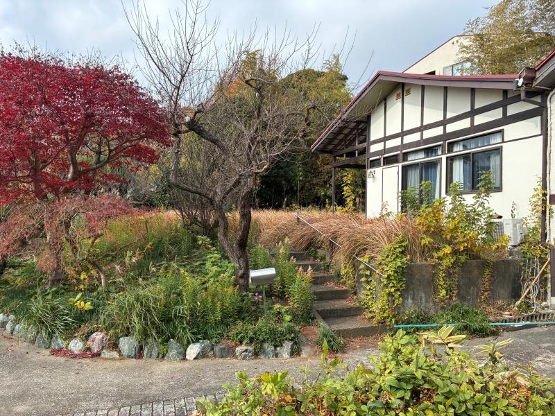 鎌倉市鎌倉山四丁目の売買物件/外部｜コンクリートの階段や土留めが、うっすら草木に覆われている雰囲気がいい