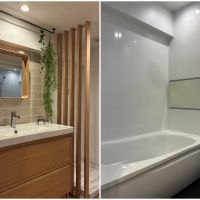 三浦郡葉山町一色の売買物件/洗面も木の素材感が可愛い｜浴室