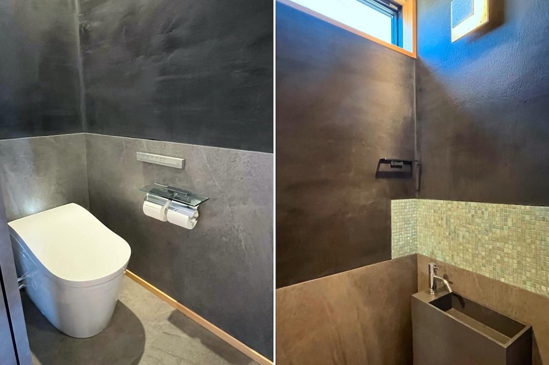 山梨県北杜市高根町の売買物件/2階トイレ｜照明は十和田石テイスト