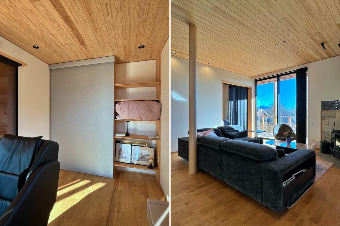 山梨県北杜市高根町の売買物件/左：1階6帖洋室｜右：リビング