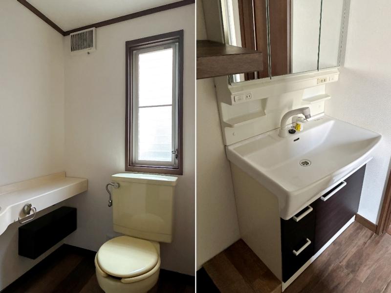 葉山町一色の賃貸物件/左：トイレ｜右：洗面室