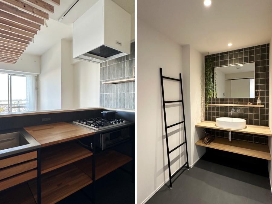 横須賀市武三丁目の売買物件/左：キッチン｜右：洗面