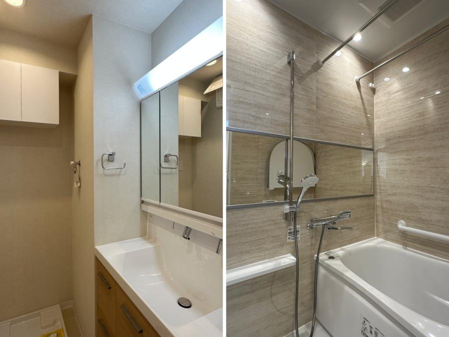 藤沢市善行坂一丁目の売買物件/左：洗面｜右：風呂