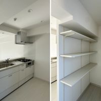 藤沢市善行一丁目の賃貸物件/左：キッチン｜右：パントリー