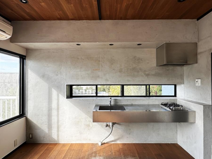 鎌倉市稲村ガ崎一丁目の賃貸物件/キッチン｜2口コンロのミニマルなキッチン