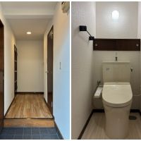 藤沢市本鵠沼二丁目の賃貸物件/玄関から見た廊下｜トイレ（ウォシュレット付き）