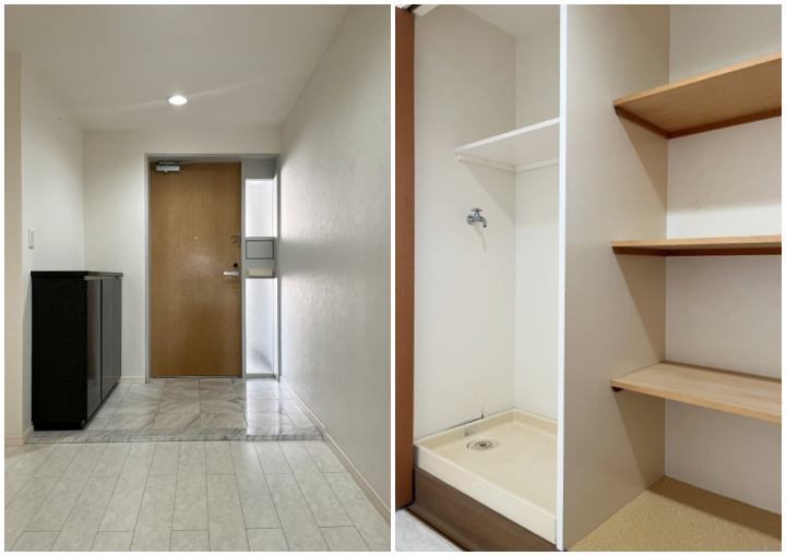 逗子市小坪五丁目の売買物件/玄関│洗濯機置き場と収納