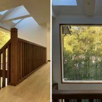 鎌倉市津の売買物件/階段｜吹き抜け上部には大きなFIX窓と、天窓も。