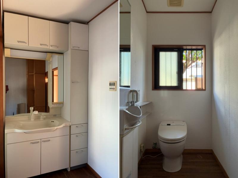 鎌倉市梶原三丁目の売買物件/左：洗面室｜右：トイレ