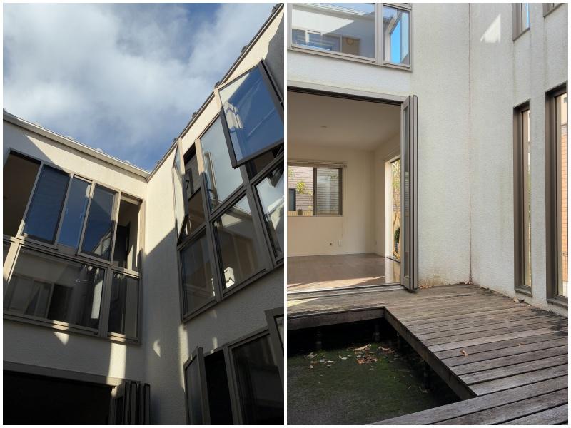 鎌倉市山ノ内の賃貸物件/四角く切り取られた青空の下にはウッドデッキと小さなテラス