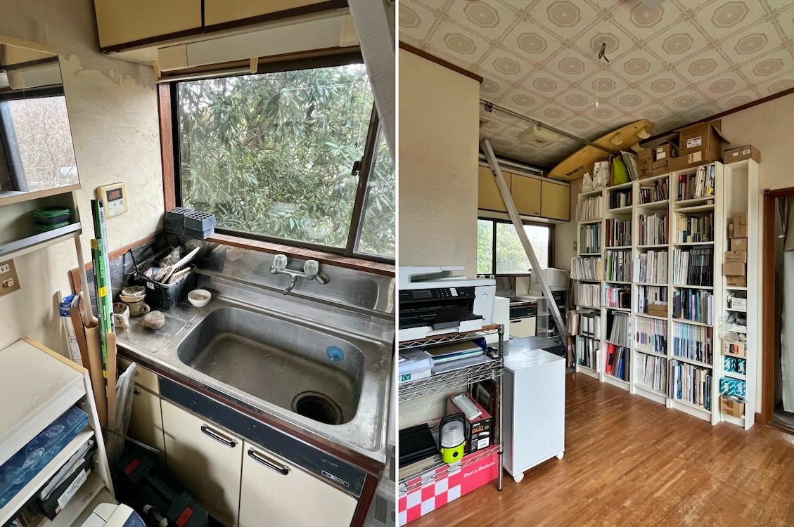 鎌倉市笛田五丁目の売買物件/左：2階リビングにある水洗｜右：2階リビングのバックヤード