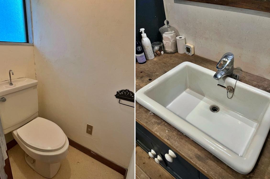 鎌倉市笛田五丁目の売買物件/左：2階のトイレ｜右：1階洗面ボウル