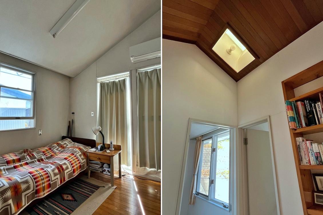 横浜市金沢区六浦二丁目の売買物件/左：2階洋室6帖｜右：2階階段ホールにもトップライトあり