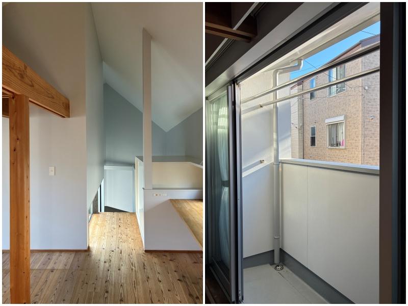 茅ヶ崎市浜竹二丁目の賃貸物件/2階の洋室は、広い廊下といった方が伝わりそう｜バルコニーは控えめなサイズ