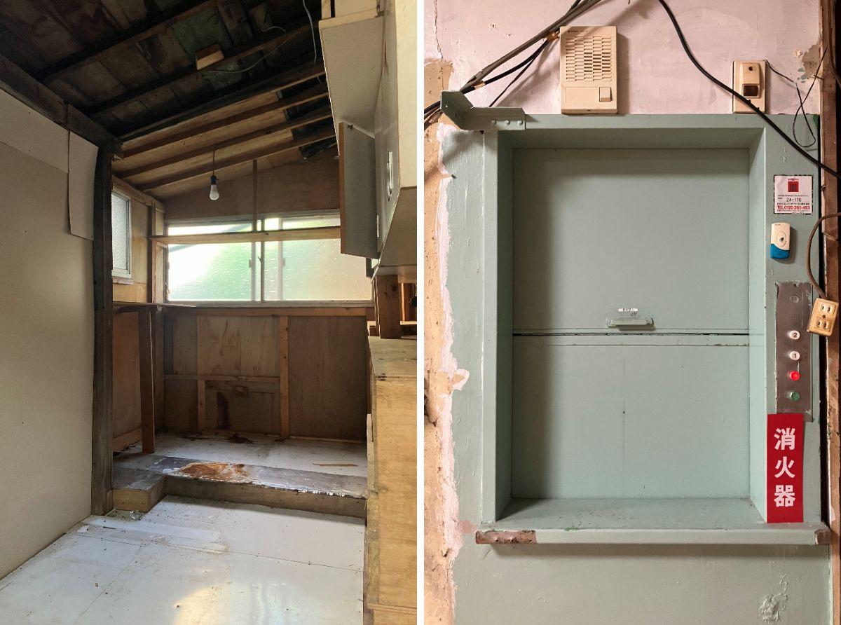 横須賀市長井の賃貸物件/倉庫｜小荷物運搬機｜1階厨房の端から2階廊下に通じています。